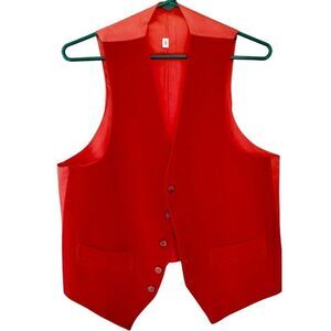 Vintage Mens Red Vest Size 40 Brushed Velour Christmas Holiday Theater New